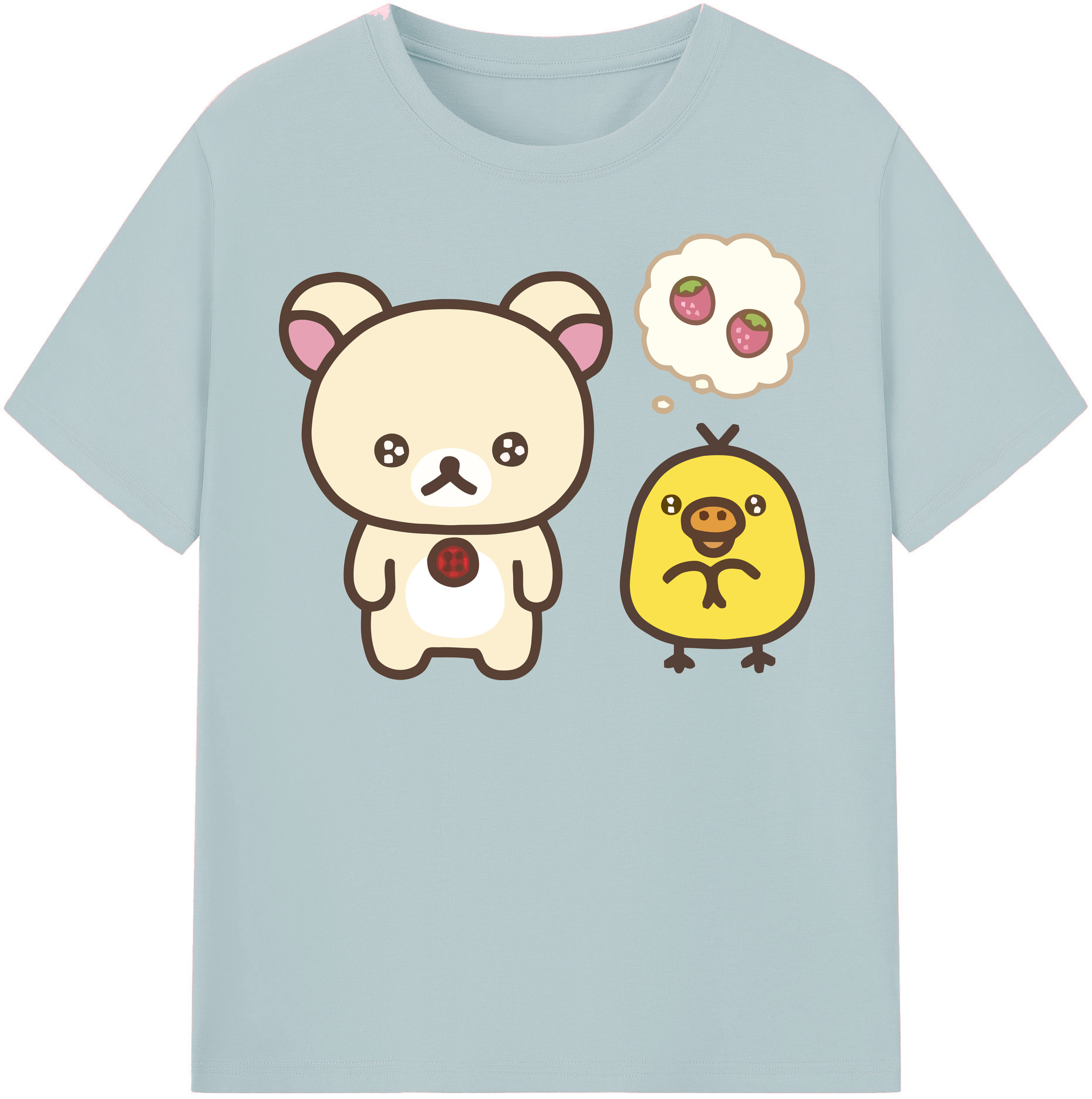 （画像用） リラックマ リラックマ キイロイトリ Rilakkuma Korilakkuma Kiiroitori 綿100％半袖Tシャツ（フロントプリント）